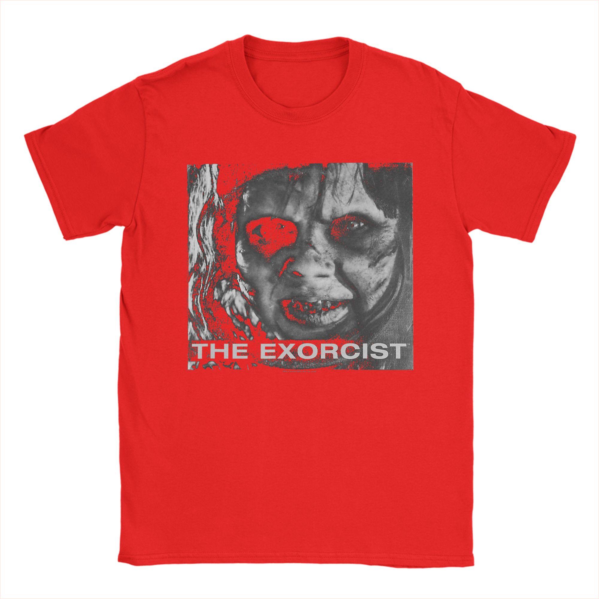 

Vintage The Exorcist Scary Film TShirt for Men Round Neck Cotton T Shirt Short Sleeve Tee Shirt Unique Tops S
