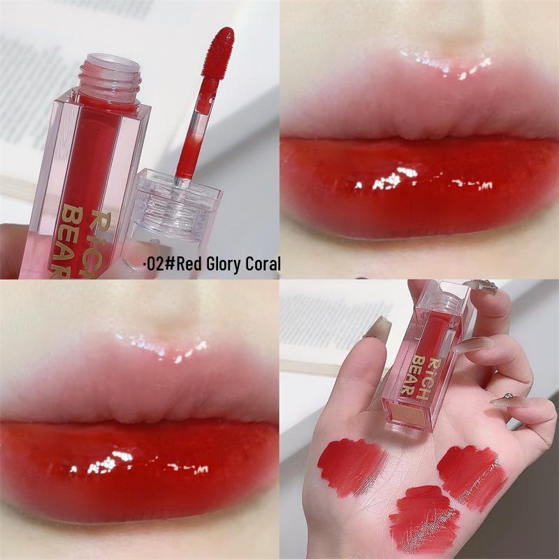 Rich Bear Glazed Lip Tint: Lustrous, Long-lasting, Water-Gloss Shine, Vibrant Colors