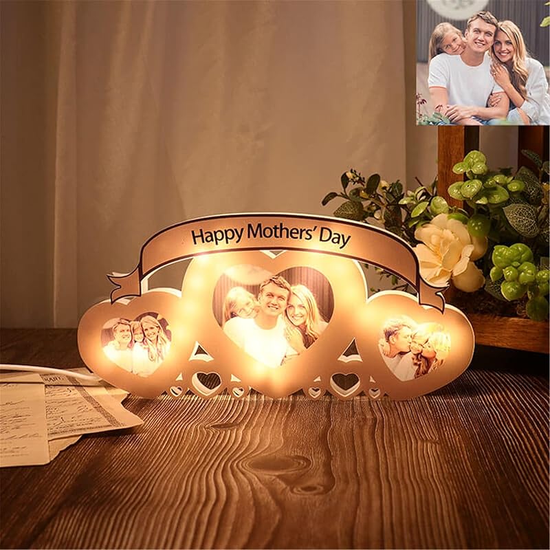 Personalized Lighthouse Photo Night Light Custom Family Picture Frame Light Acrylic Photo Lamp Gifts for Birthday Mom from Daughter Son(Style 11)