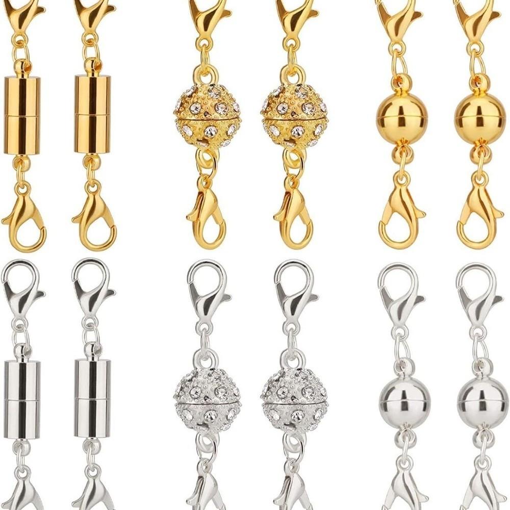 12pcs New Gold & Silver Magnet Connector Clasp Lobster Clasp DIY Clasps Jewelry Clasps Couple Bracelets