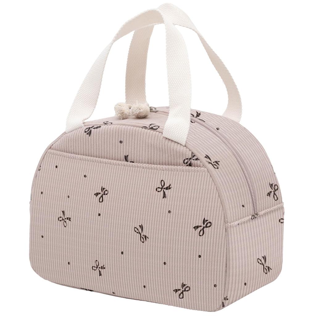 Belmond Insulated Lunch with Perfect for Carrying Lunch To School Petit Bonbon B1571 Pink Ribbon Bag, Stylish, Small, Lightweight, Insulated, Zipper,