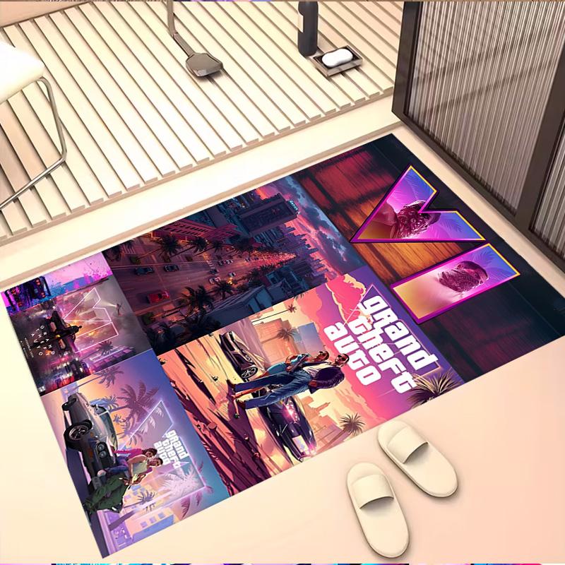 Grand Theft Auto VI Print Rug, Washable Floor Carpet, For Entryway Dorm Laundry Room Office Study, Home Decor Birthday Christmas Gift