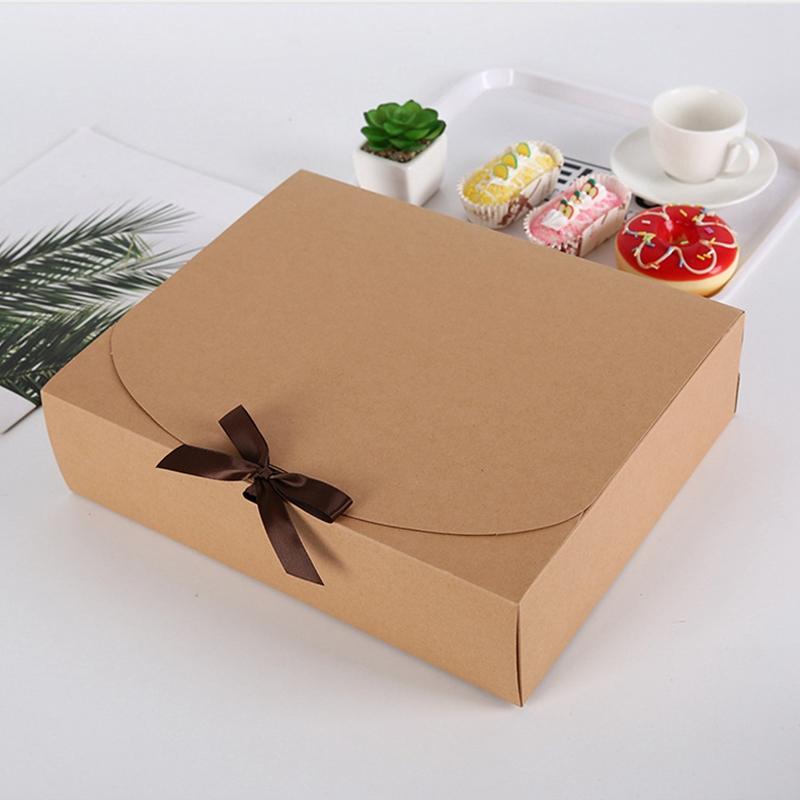 1/5Pcs Square Gift Box With Decorative Bow Ribbons Party Weddings Birthday Cardboard Box Diy Present Package Gift Boxes Decor