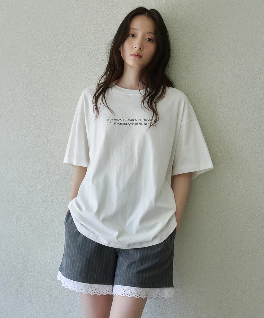 LOVLOV Pinstripe Lace Trim Shorts_Grey Stripe