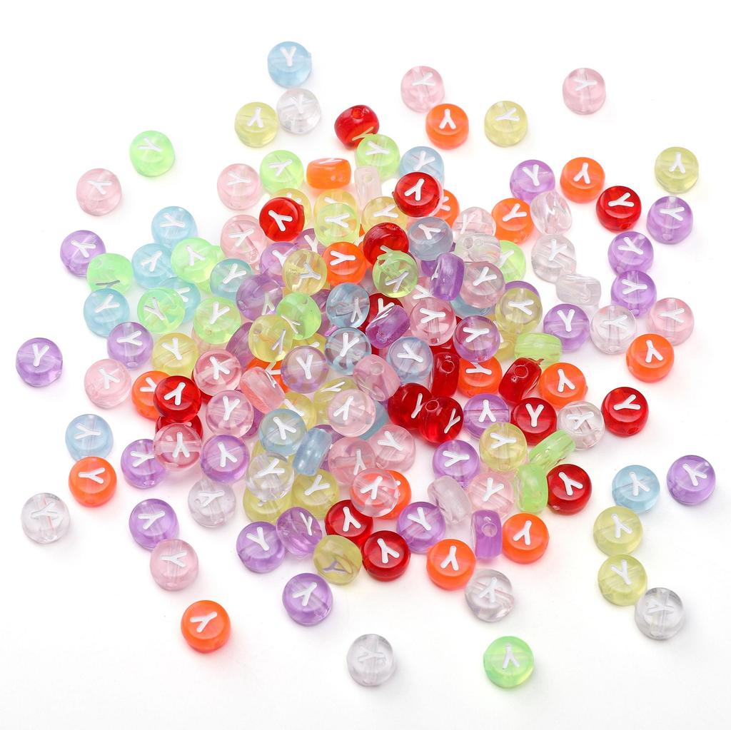 100Pcs Acrylic Letter Beads Round Loose Beads for DIY Bracelet Fashion Jewelry Making