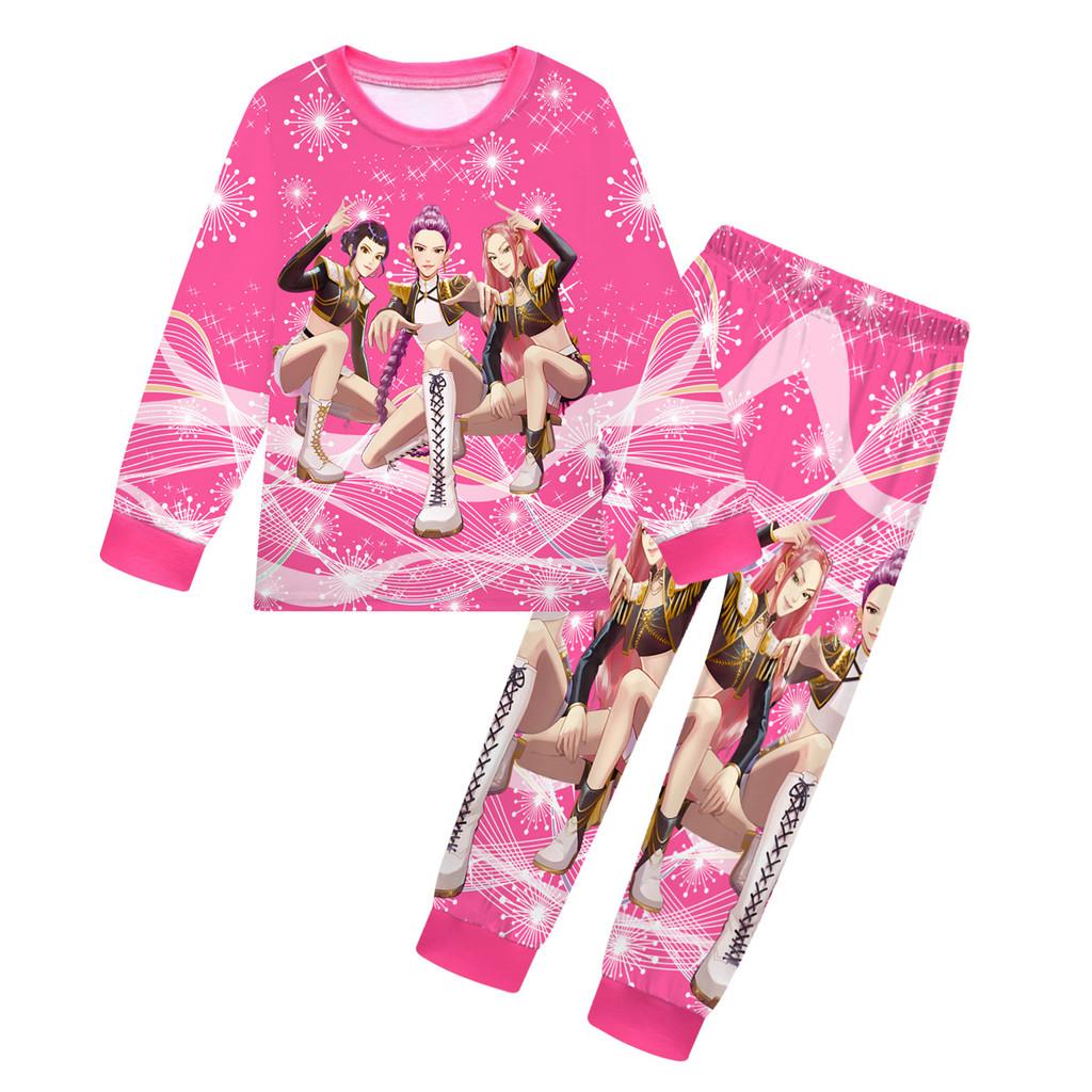 Barn Flickor Anime Tecknad Rumi Zoey Mira Tryckt Långärmad T-shirt Byxor Sovkläder Pyjamas Set