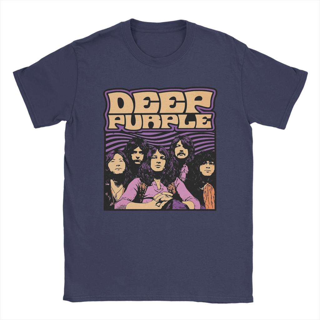 Classic Robot with Flashing LED Eyes Rock Band Deep Purple Men T Shirt Fashion Tees Short Sleeve Crewneck T-Shirt Cotton Tops