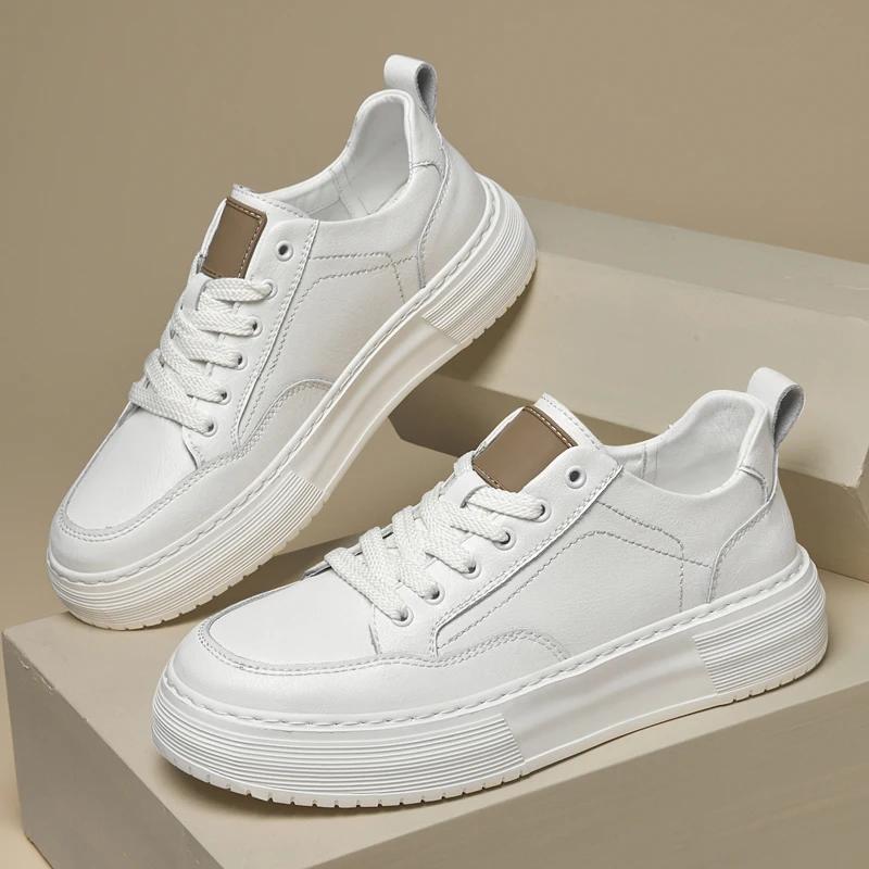 Fashion Luxury Brand Genuine Leather Casual Shoes Outdoor Men's Oxford Shoes Thick Bottom Male Vulcanize Shoes Soft Skateboard Footwear