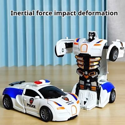 Kinderspielzeugauto Junge Ein-Knopf-Verformungsspielzeugauto Kollisionsauto Roboter Trägheit Kollision Polizeiauto Rennen