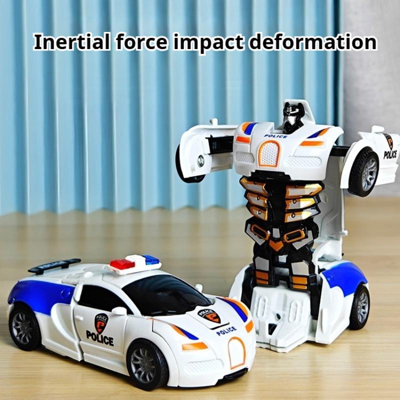 Kinderspielzeugauto Junge Ein-Knopf-Verformungsspielzeugauto Kollisionsauto Roboter Trägheit Kollision Polizeiauto Rennen