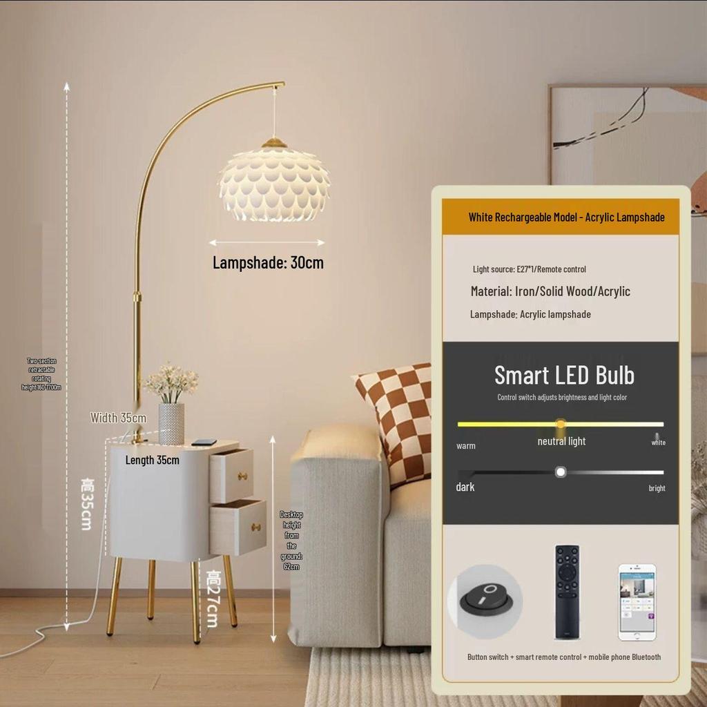 Modern Cream Floor Lamp: Versatile Style for Bedroom, Living Room, and Bedside