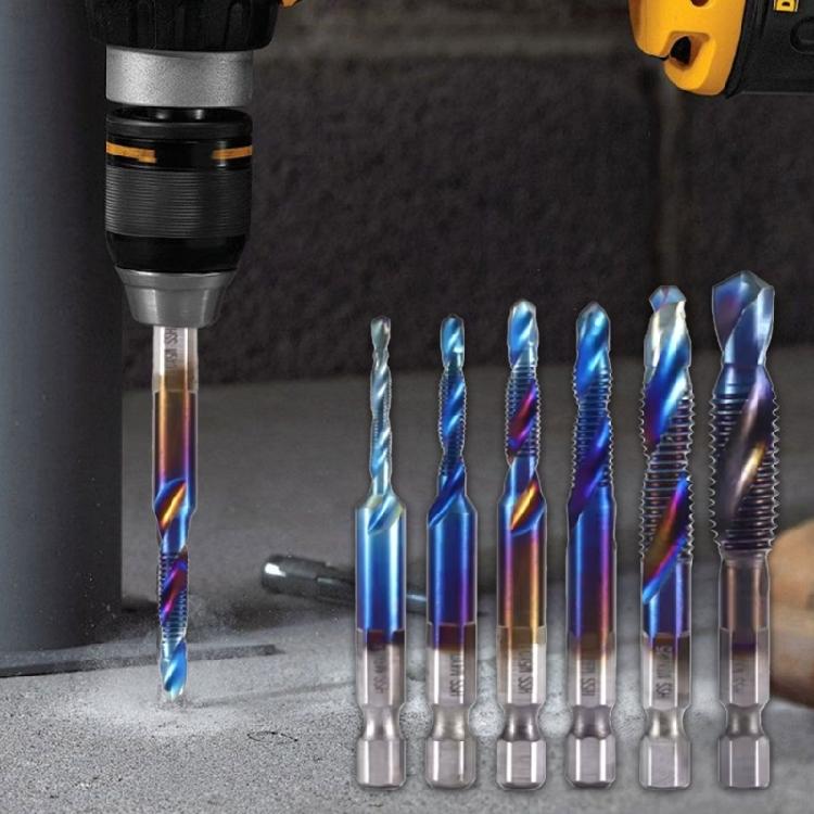 Hex Shanks Metric Tap Drill Bits 3 to M10 Titaniums Plated HSS for Easy Hole Tapping Chamfering