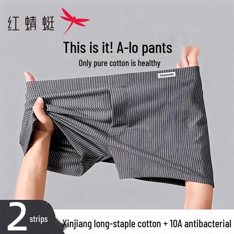 RED DRAGONFLY Men s Breathable Antibacterial Striped Boxer Briefs (2-Pack) XL