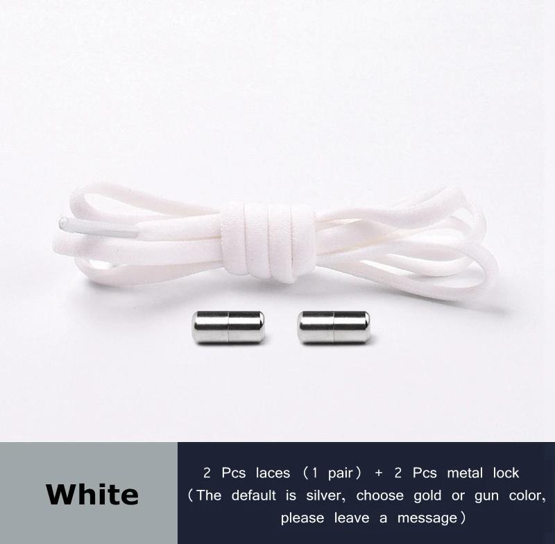 Elastic Shoelaces Round Metal Lock Shoe Laces Without Ties Convenient And Safe Lazy Shoes Lace For Sneakers Accessories
