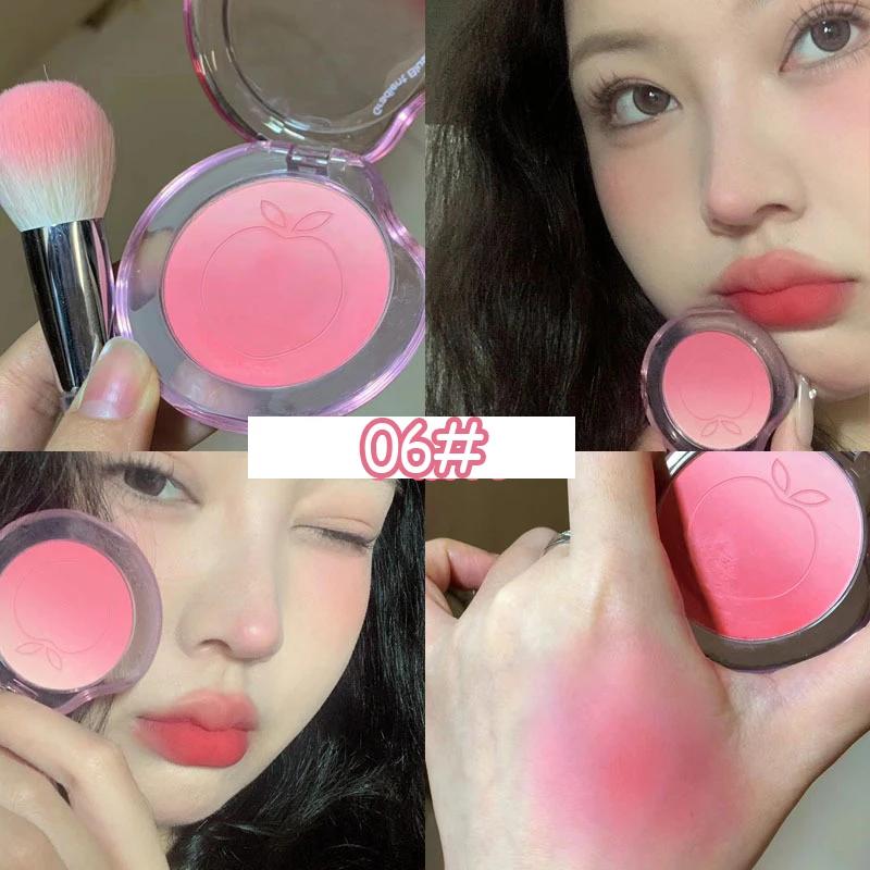 1Pc Peach Pink Blusher Matte Cheek Tint Blush Makeup Lasting Brighten Facial Smooth Rouge Powder Cosmetics