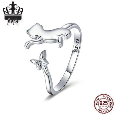 Bague de Mode Avle en Argent Sterling S925 Compagnon Chat
