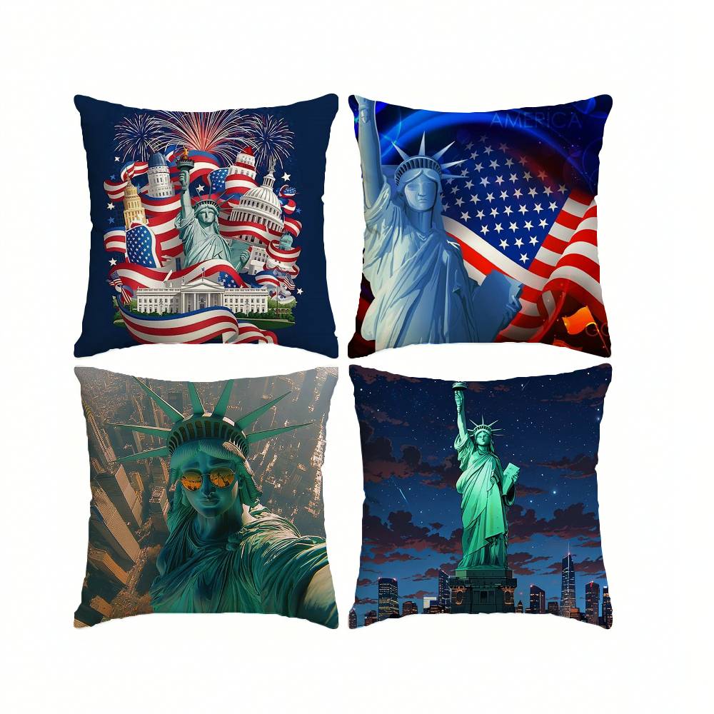 New York USA S-Statue of Liberty Square Double-Sided printed Pillow Case Bedroom Bedside Pillow Sofa Cushion Cover