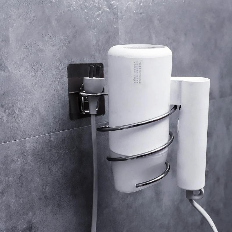 

Стойка для хранения фена из нержавеющей стали прочная и бесшовная свободная пробивка ванной комнаты настенная подвесная стойка липкий крючок