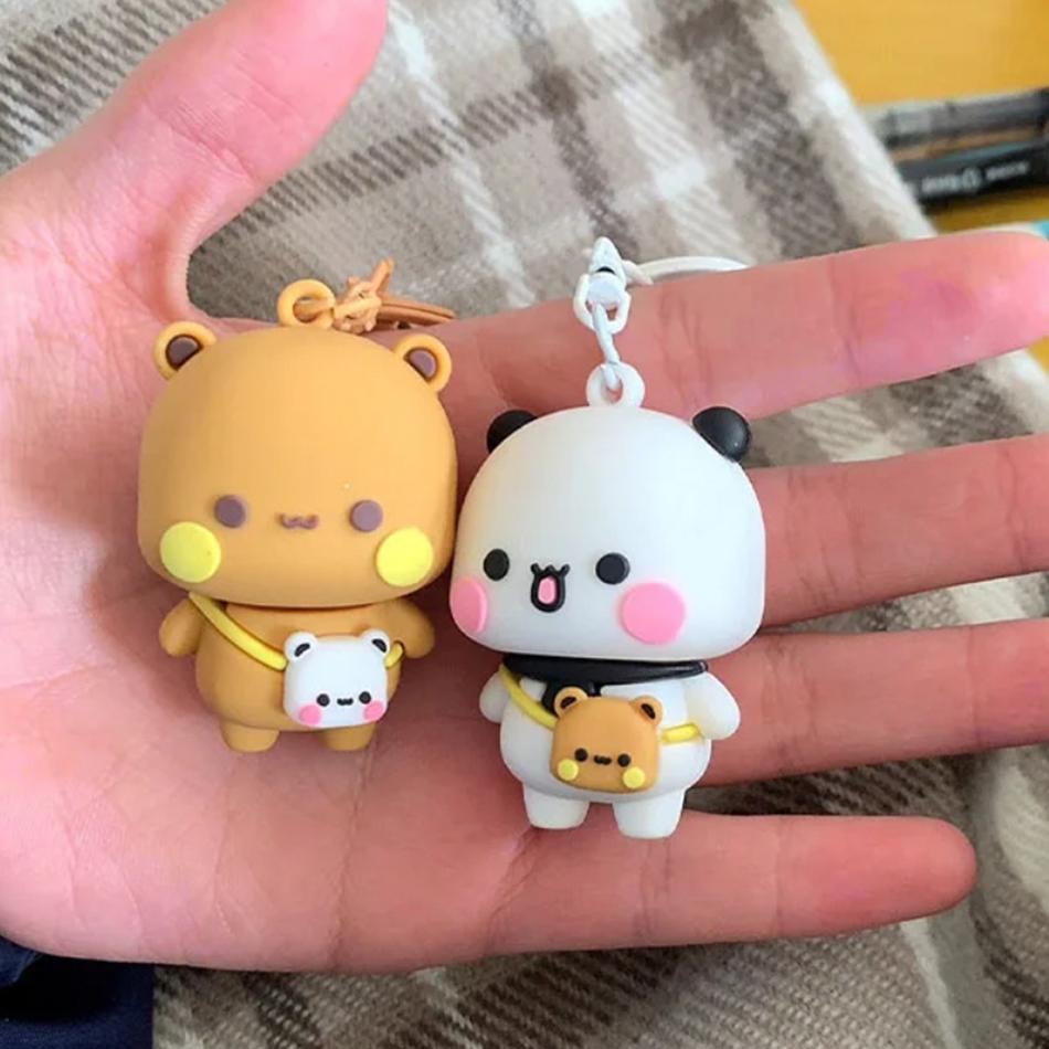 In Stock Panda Bubu And Yier Pendant Dolls Kawaii Toys Cute Cartoon Panda Bear Doll Key Chain Backpack Pendant Couple Gift