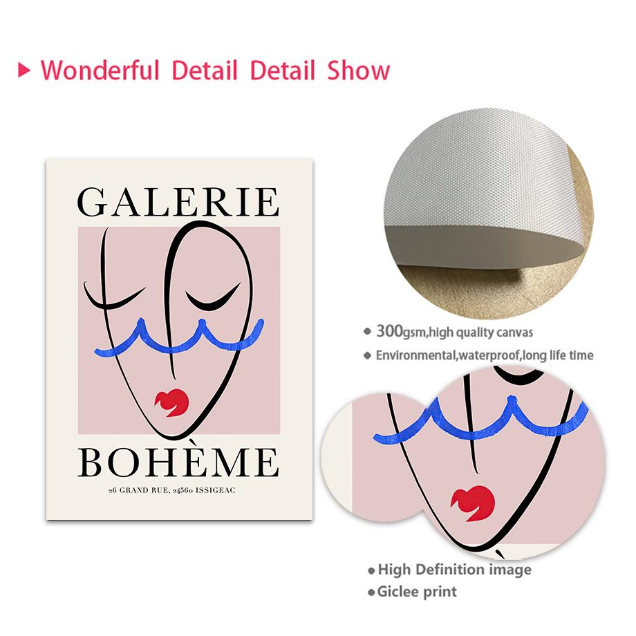 Abstraktní minimalistický Henri Matisse Line Girl Face Wall Art Malba na plátně Plakáty a tisky Nástěnné obrazy pro výzdobu obývacího pokoje