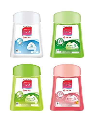 MUSE No-Touch Foaming Hand Soap Bottle Variety Set (Original/Kitchen/Green Tea/Grapefruit) 250mL x 4 (1 of each) Total Uses: Approximately 1000 Uses