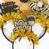 Yousheng 2026 New Year Headband with Number Logo Black Golden Sequin Design Streamer Decorated Hair Hoop Team Unity Prop