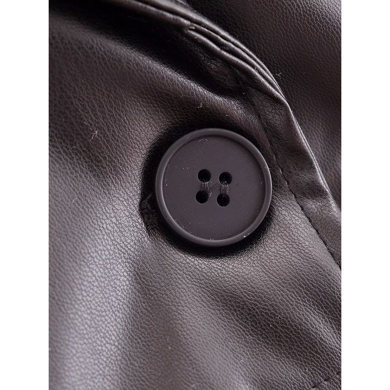 Kaslead New Arrival Women's Clothing Fashion Style Fashion Minimalist Imitation Leather Loose with Belt Trench Coat 1255811