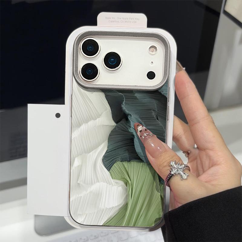 Floral Stripe Pattern Case For iPhone 17 16 Pro Max Luxury Leather Texture Matte Silicone Cover For iPhone 15 14 13 Pro Max 11 16e 17e