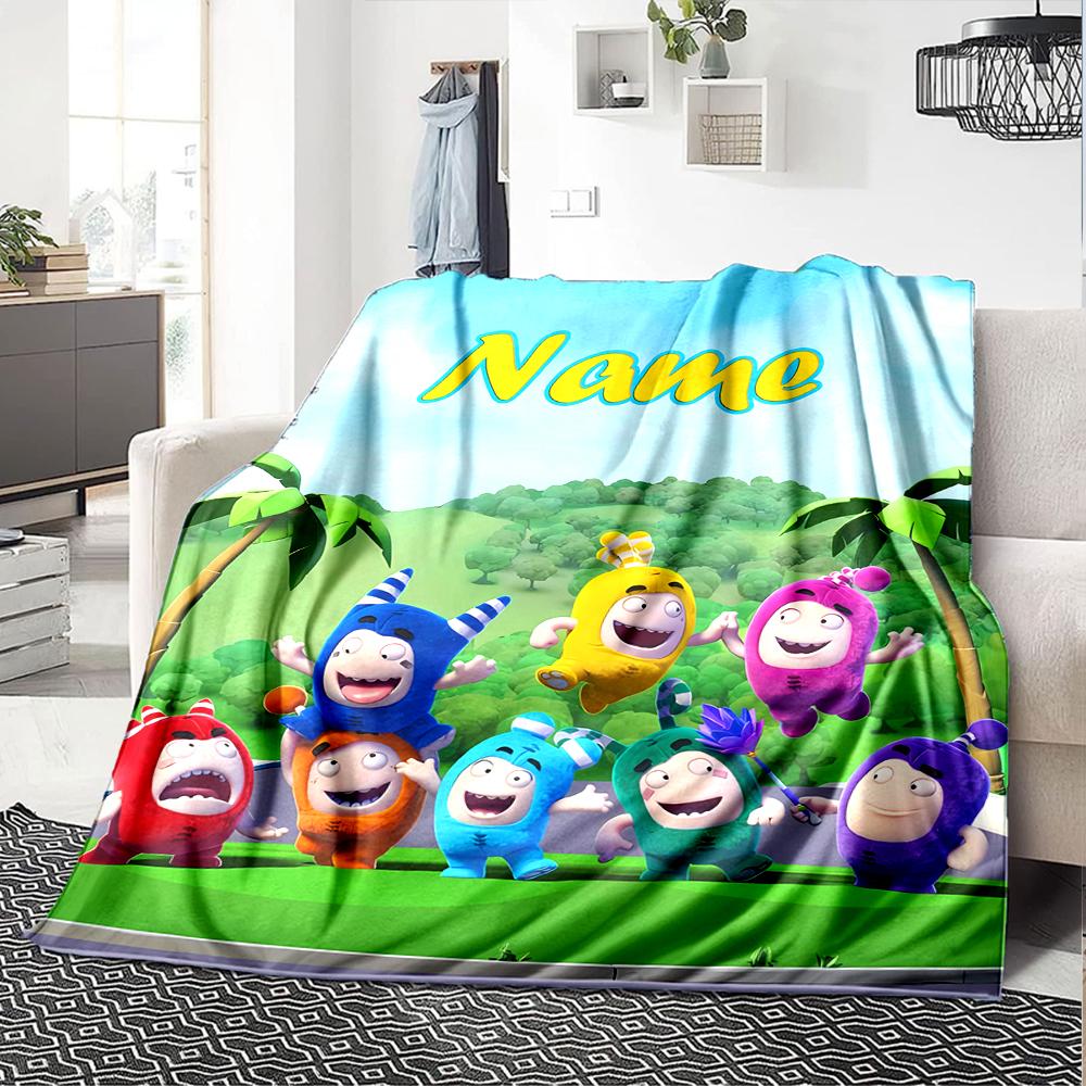Coperta Personalizzata con Nome Personalità Oddbods Morbida e Calda per Divano Ufficio Letto Viaggio Pausa Pranzo, Regalo Adatto a Tutte le Stagioni