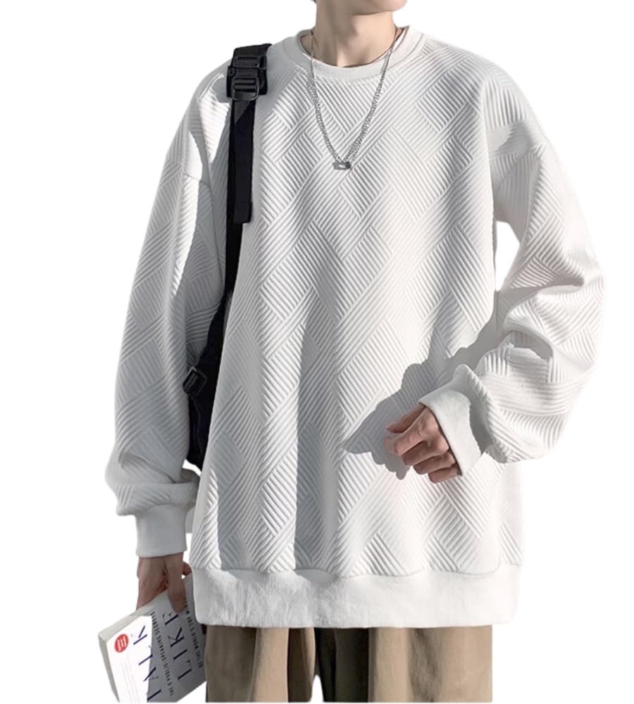 Poperdision Long Sleeve Loose Plus Size Stylish Crew Popular Solid Comfortable Cut and Winter Men's Hoodie, Fall/Winter Sweatshirt, Fit, T-Shirt,