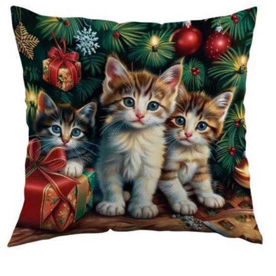 Christmas Cute Pet Series Printed Cushion Covers Super Soft Short Plush Printed Sofa Decorative Cushion Covers for Home