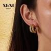 18K Gold Plated C-Shaped Twisted Stainless Steel Earrings with Inlaid Diamonds - High-end Titanium Steel Accessories