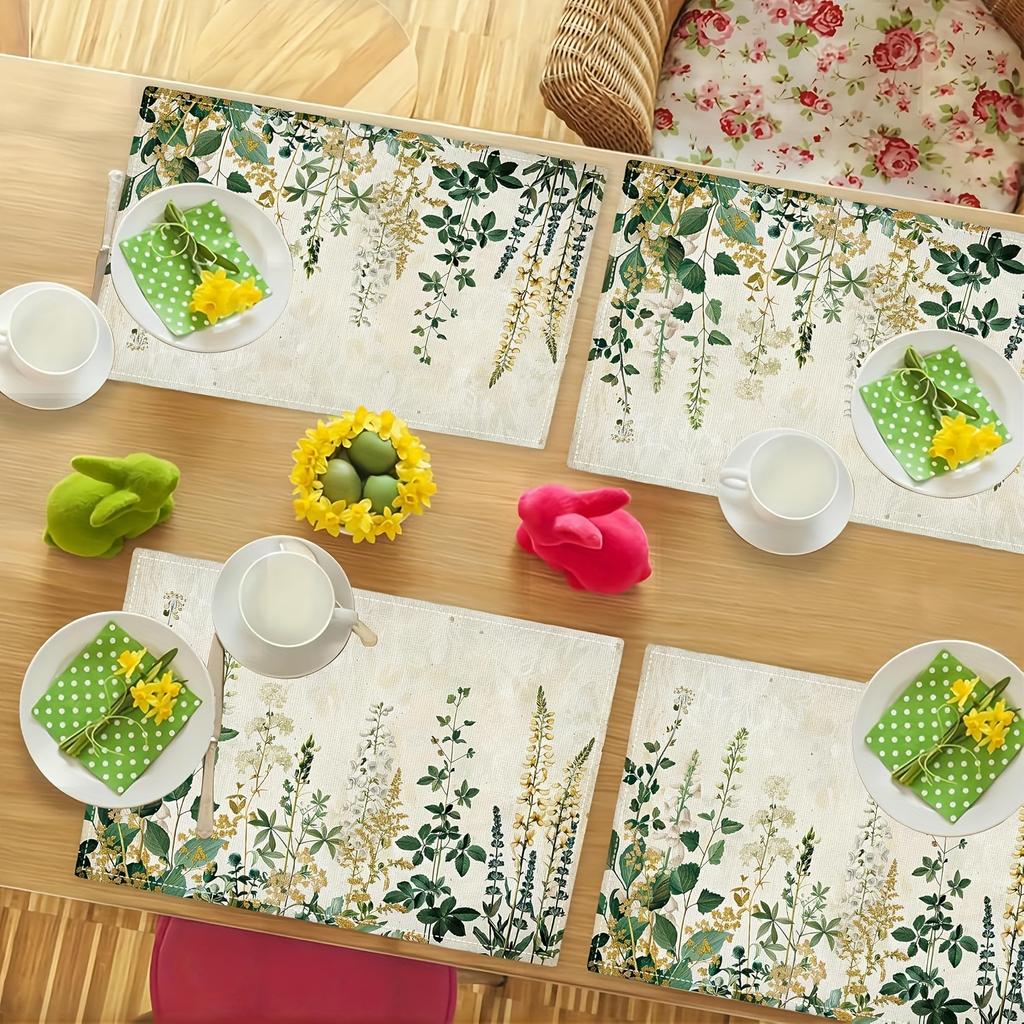 4-Piece Camellia Country-Style Placemats Family Gatherings & Afternoon Tea Table Decor Accessories