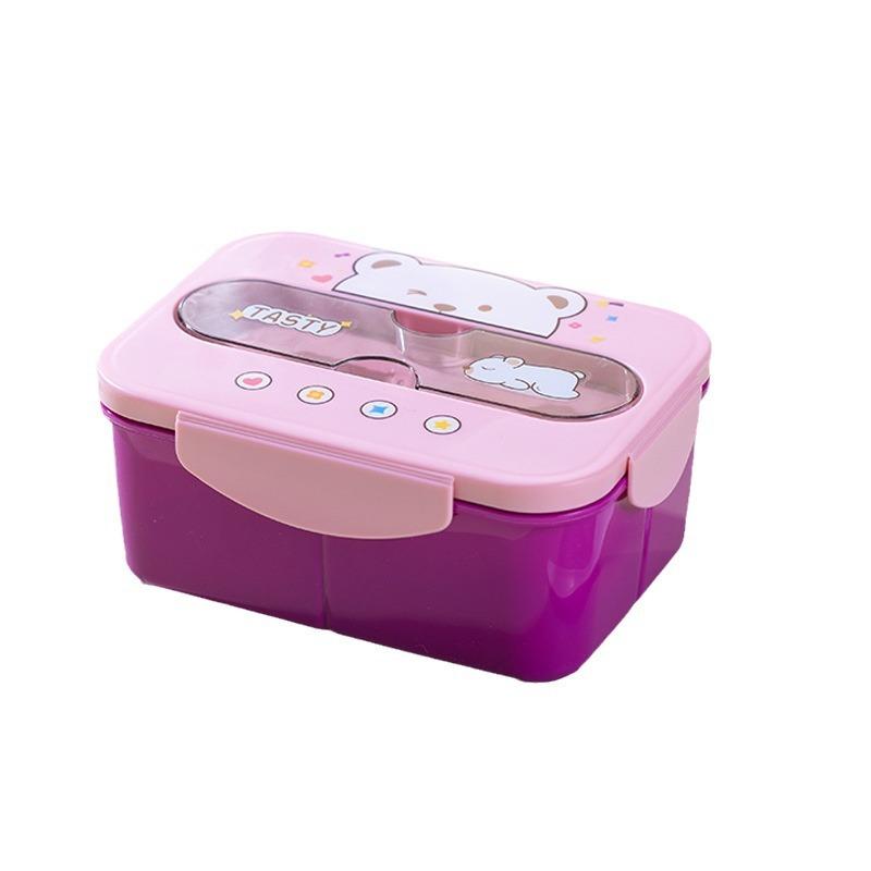 Plastic Lunch Box with Fork BPA Free Leakproof Food Container Microwavable Bento Box for School Office Outdoor Picnic 1200ml