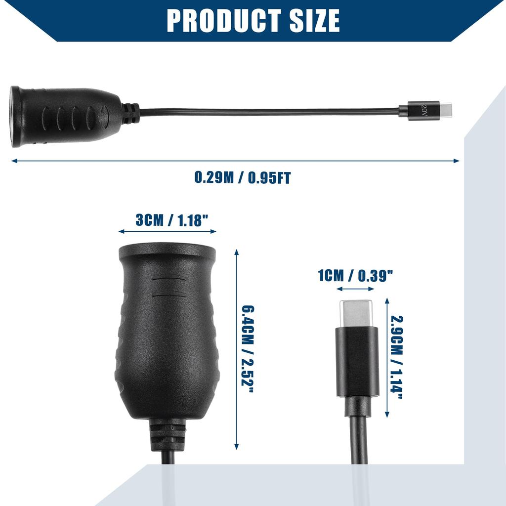 Hihaha 20V Cigarette Lighter Adapter Car RV USB Type C Female Cigarette Lighter Converter