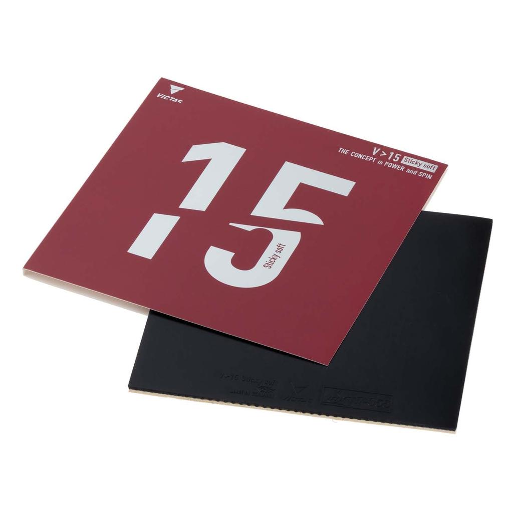 Victas Table Tennis Rubber Sticky Slightly High Energy 200130 V>15 Soft, Adhesive, Tension, Black, 2.0,