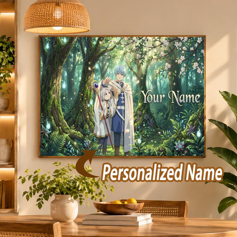 Custom Name Frieren Beyond Journey's End 5D Diamond Painting Personalized Full Drill Diamond Art Kit Gift