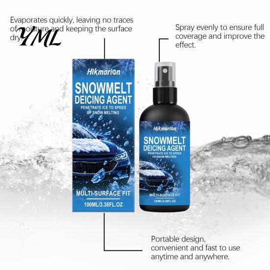 Fast Acting Ice Remover Car Windshield De-Icer Spray, 100ml Winter Window Snow Melting Agent for Auto Glass Mirrors Vehicle Scraper Alternative