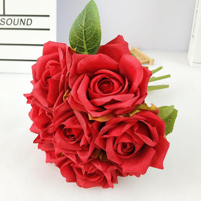 Simulation Flower 7-Head Bouquet Of Roses, Fake Flowers For Wedding Flower Decoration, Artificial Flowers For Home Living Room Decoration