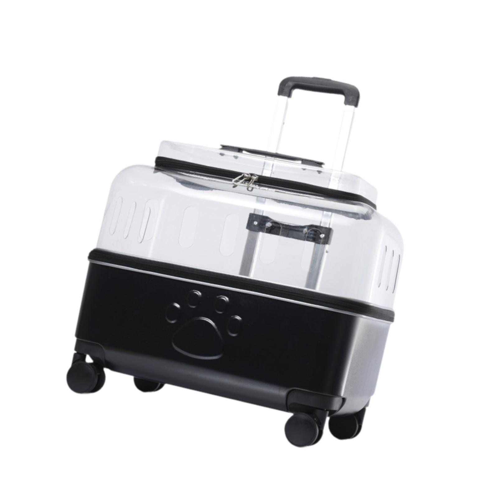 

Переноска для домашних животных с тяговым стержнем, переносной дышащий чемодан для кошек, маленьких и средних кошек, собак, кемпинга, путешествий чёрный