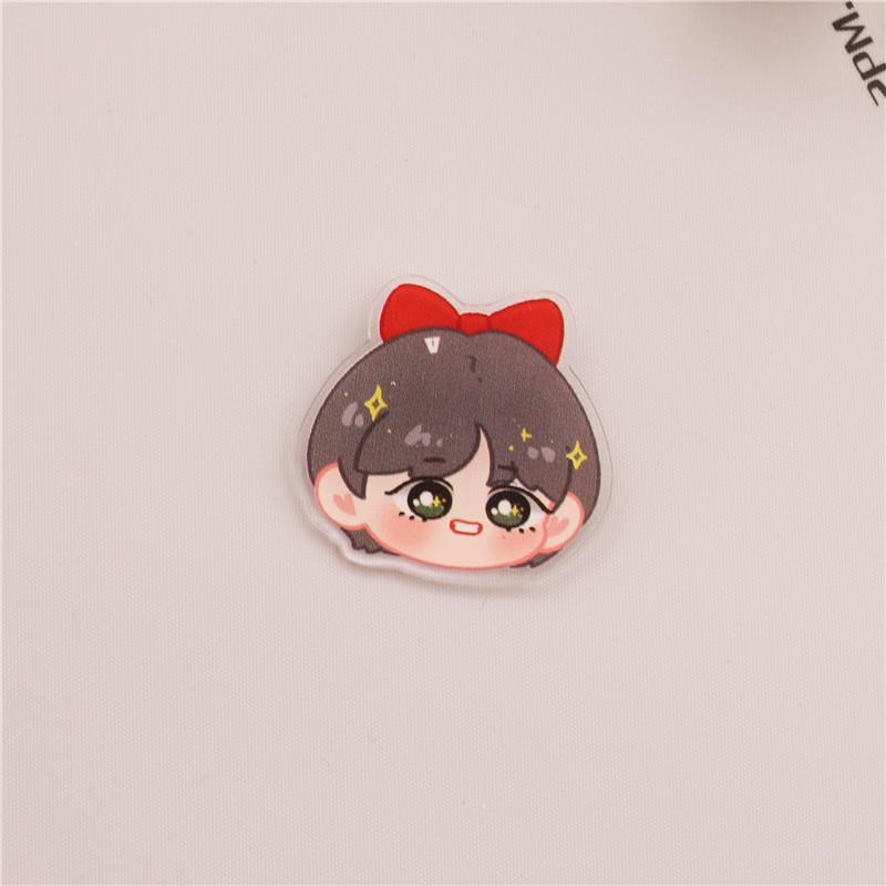 7pcs BTS Cute Cartoon Head Acrylic Brooch, Bangtan Boys Cartoon Pin Badge, Kpop ARMY Fans Backpack & Clothing Accessory