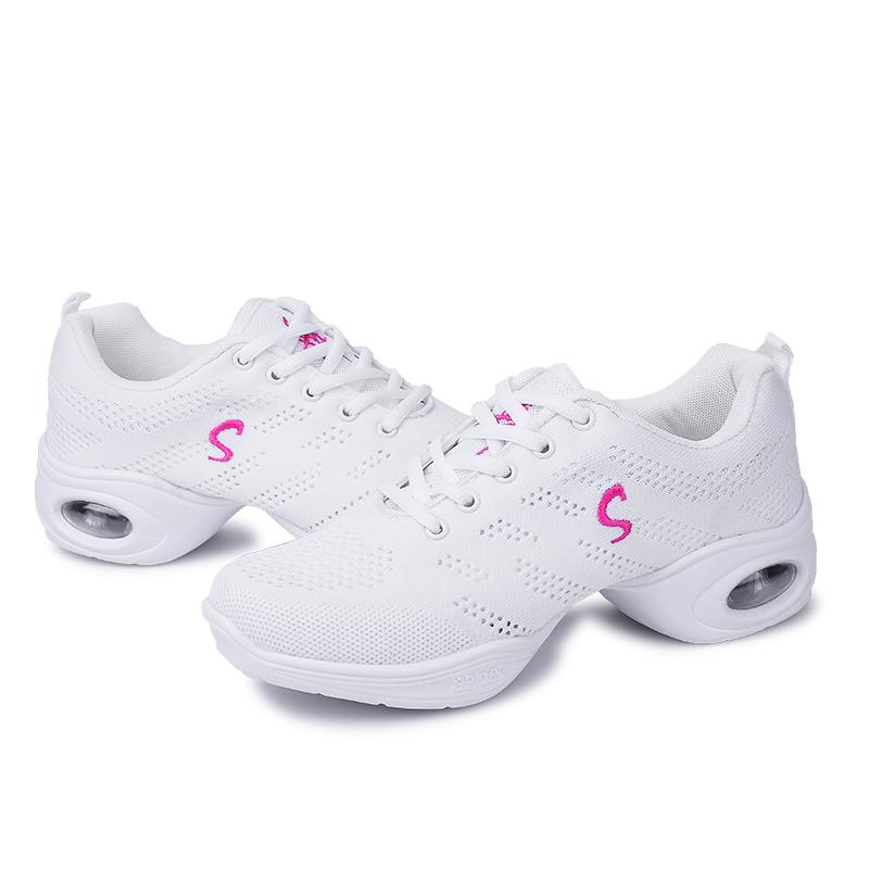 35-41 Modern Dance Shoes for Women, Soft Soled Mesh, Fly Woven Mid Heel Ballet Dance Shoes, Casual Shoes