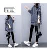 6535 Cotton Women's Fake Two-Piece Hooded Sweatshirt, Korean Style, Loose Fit, Spring/Autumn 2022 Trend.
