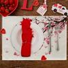 4PC Valentine's Day Placemats Set of 4 Love Heart Shaped Branch Linen Table Mats Decorations Wedding Anniversary Banquet Kitch
