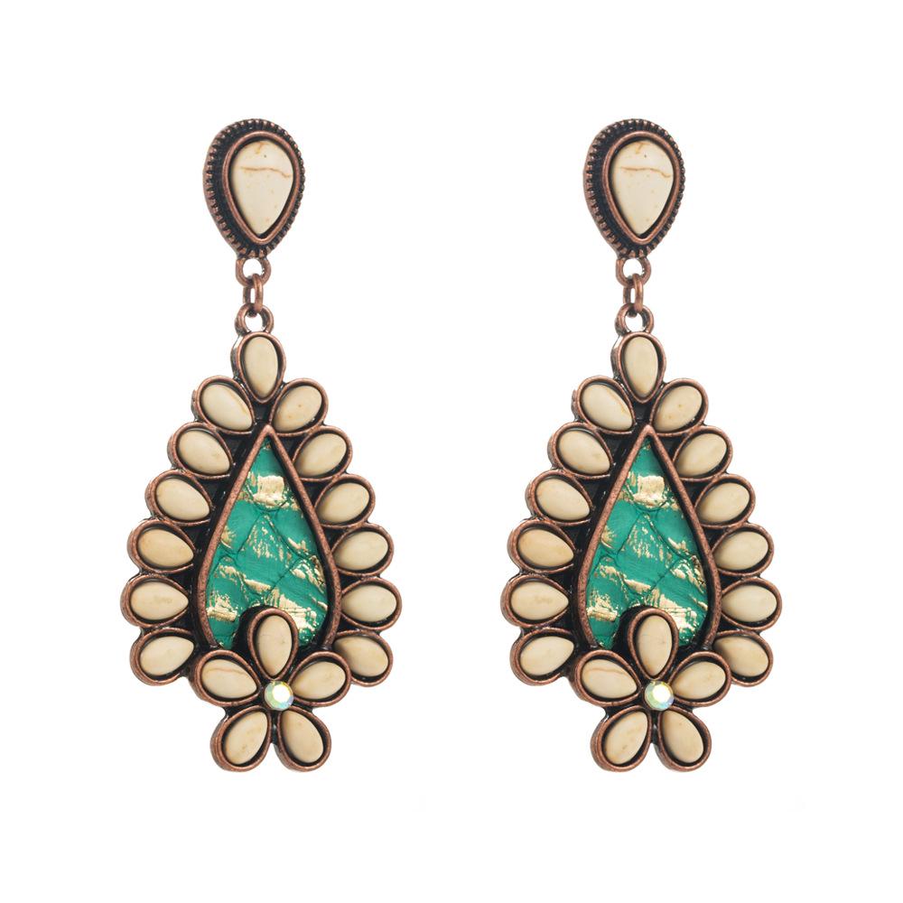 

Трендовые кожаные серьги с леопардовым принтом цвета бирюзы в креативном европейском и американском дизайне зелёный