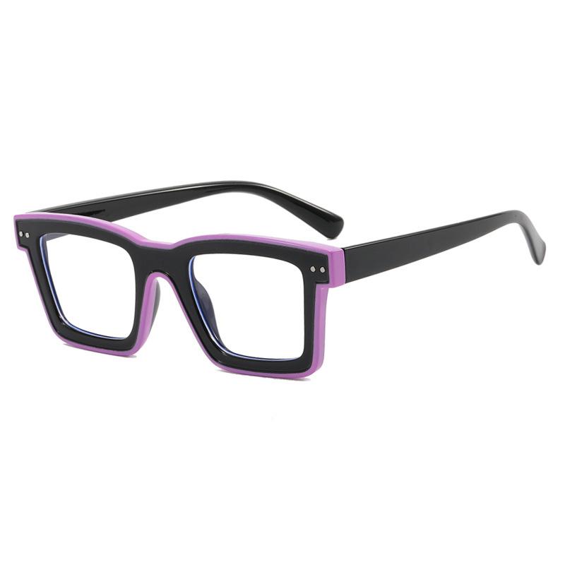 

New Fashion Women Fluorescence Square Frame Photochromic Prescription Glasses Anti Blue Light Hyperopia Myopia Custom Eyewear Single Version&1.56&None фиолетовый