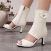 Fashion Ankle Strap PU Leather Stiletto Heel Women Sandal 2025 Summer High Heels Wedding Party Sexy Shoes Fashion Zip Solid Pumps Black