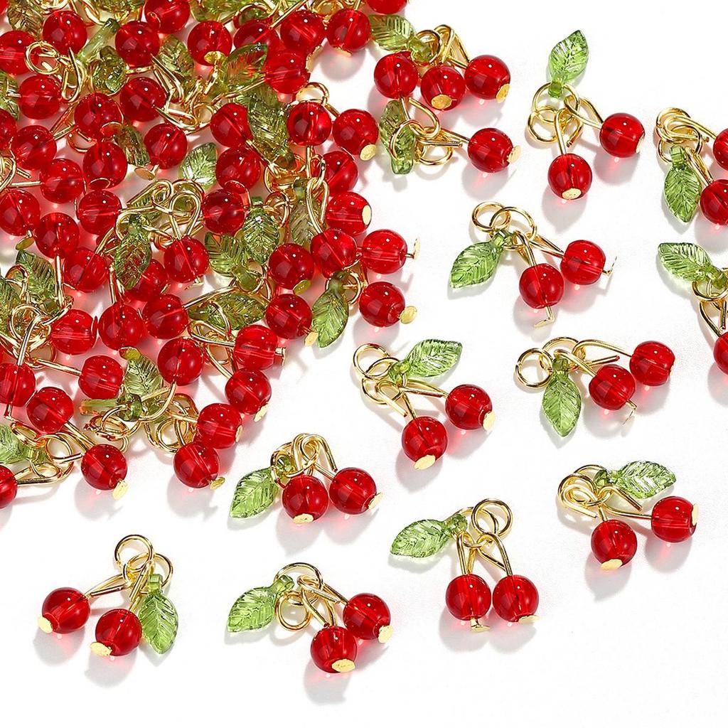 3D Cherry Fruit Pendant Charms for DIY Jewelry: Bracelets, Necklaces, Earrings