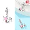 Women Pendant Original Copper Pink Heart Love Bow Rose Flower Charms Bead Fit Bracelet Jewelry Diy Accessory Girlfriend Gift
