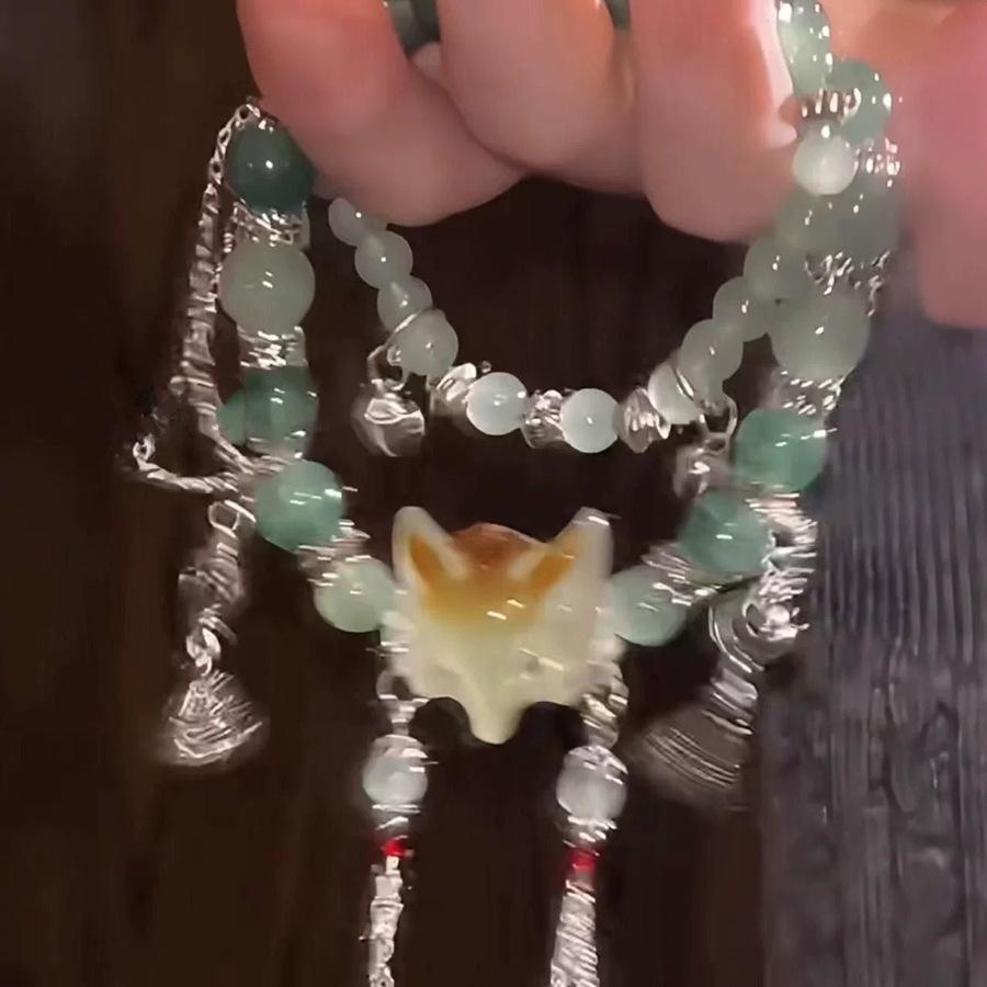 

Браслет-подвеска в виде маски лисы из стеклянных бусин Новый браслет с китайским темпераментом Универсальное украшение в стиле легкой роскоши высокого класса